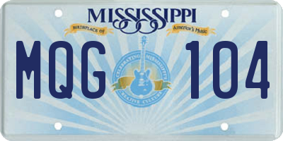 MS license plate MQG104