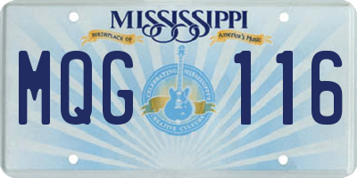 MS license plate MQG116