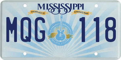 MS license plate MQG118