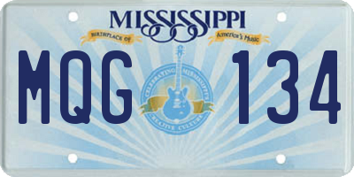 MS license plate MQG134