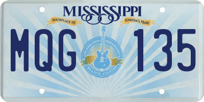 MS license plate MQG135