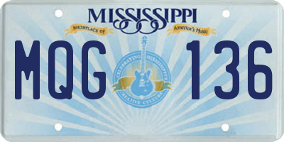 MS license plate MQG136