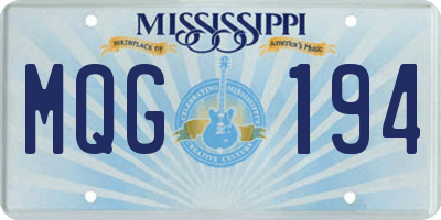 MS license plate MQG194