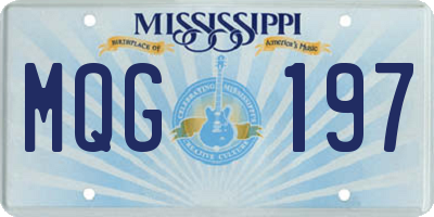 MS license plate MQG197