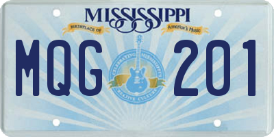 MS license plate MQG201