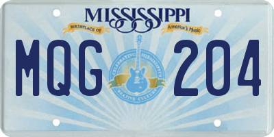MS license plate MQG204
