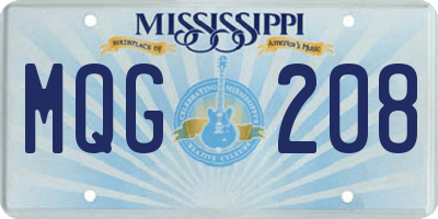 MS license plate MQG208