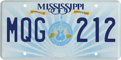 MS license plate MQG212