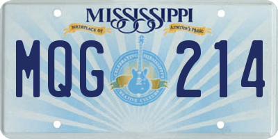 MS license plate MQG214