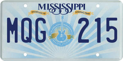 MS license plate MQG215