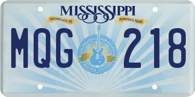 MS license plate MQG218