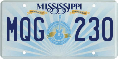 MS license plate MQG230