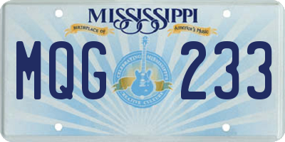 MS license plate MQG233