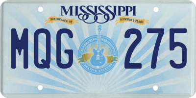 MS license plate MQG275