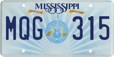 MS license plate MQG315