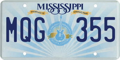 MS license plate MQG355