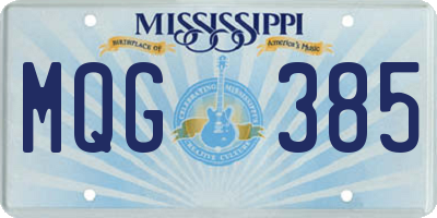 MS license plate MQG385