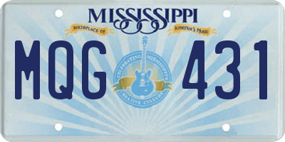 MS license plate MQG431