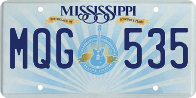 MS license plate MQG535