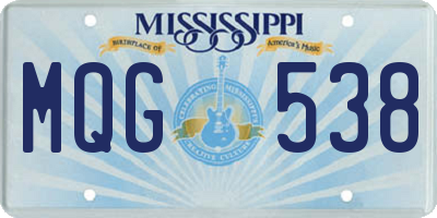 MS license plate MQG538