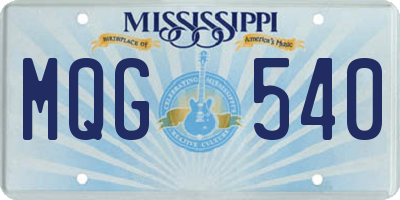 MS license plate MQG540