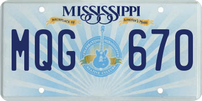 MS license plate MQG670