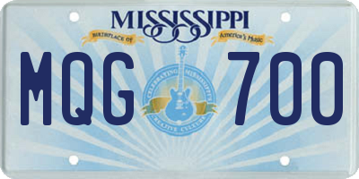 MS license plate MQG700
