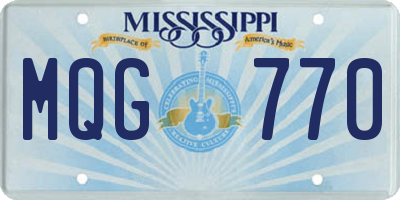 MS license plate MQG770