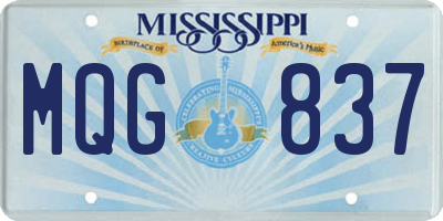MS license plate MQG837