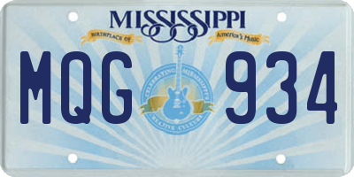 MS license plate MQG934