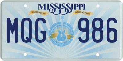 MS license plate MQG986