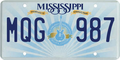 MS license plate MQG987