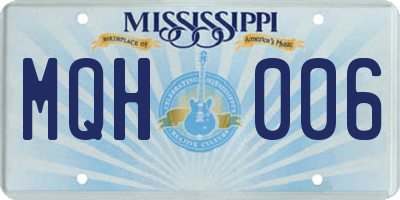 MS license plate MQH006