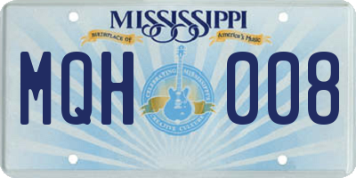 MS license plate MQH008