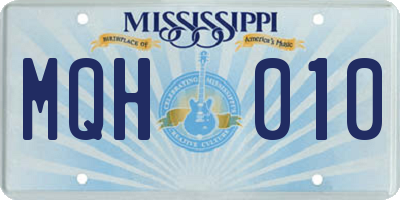 MS license plate MQH010