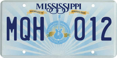 MS license plate MQH012