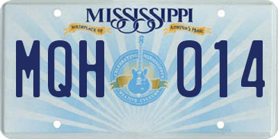 MS license plate MQH014