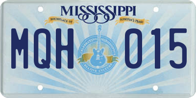 MS license plate MQH015