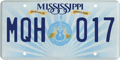 MS license plate MQH017