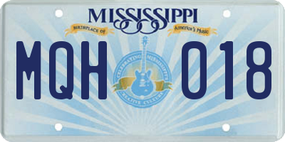 MS license plate MQH018