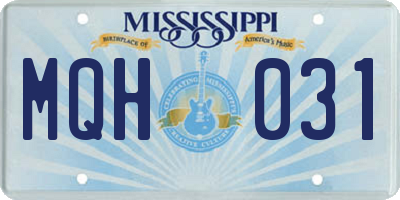 MS license plate MQH031