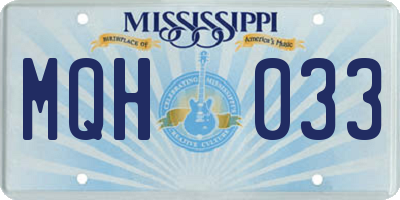 MS license plate MQH033