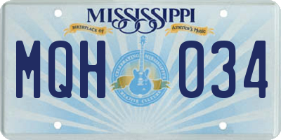 MS license plate MQH034
