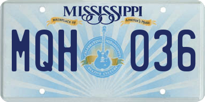 MS license plate MQH036