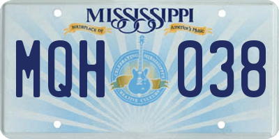 MS license plate MQH038