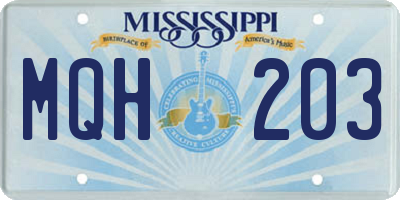 MS license plate MQH203