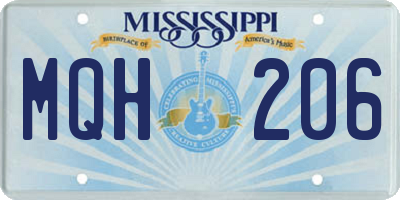 MS license plate MQH206