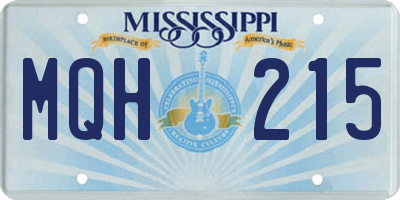 MS license plate MQH215