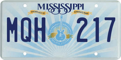 MS license plate MQH217