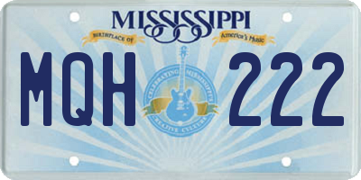 MS license plate MQH222